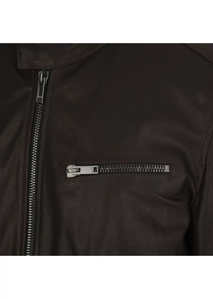 DONDUP | GIACCA IN PELLE CON IMBOTTITURA INTERNA MARRONE Ultimo giorno