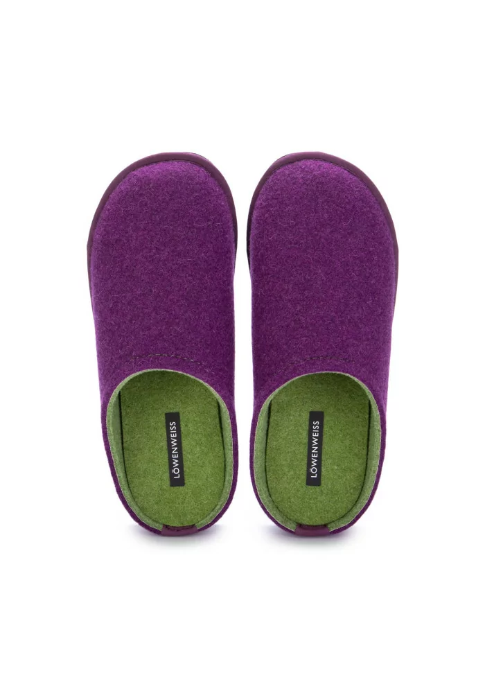 LÖWENWEISS | PANTOFOLE FELTRO DI LANA VIOLA VERDE Offerta speciale della fabbrica