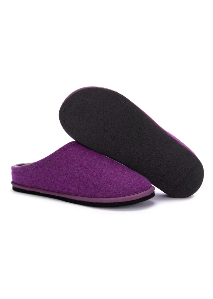LÖWENWEISS | PANTOFOLE FELTRO DI LANA VIOLA VERDE Offerta speciale della fabbrica