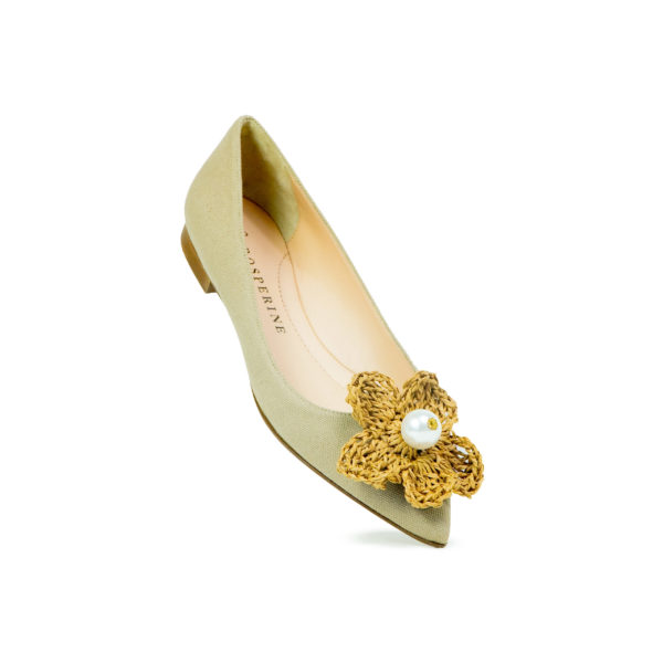 Prosperine Ballerina da Donna in Tessuto con Fiore Saldi Di Fabbrica