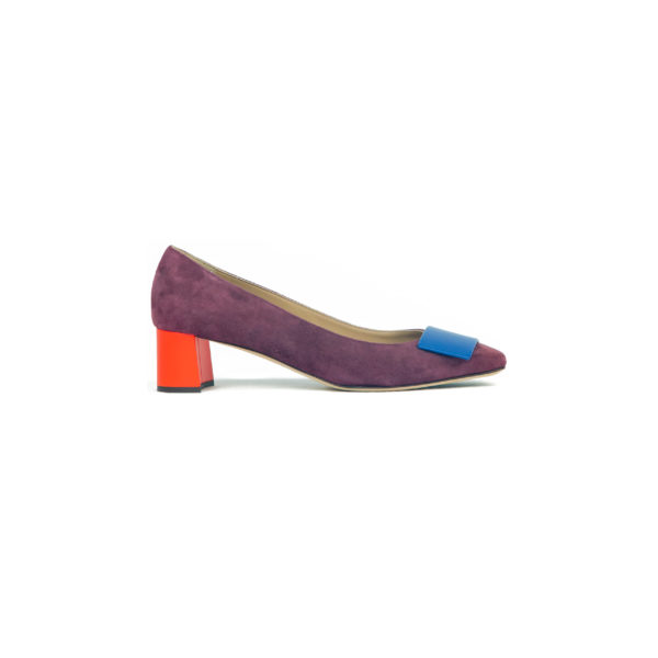 Prosperine Scarpa da Donna in Camoscio con Tacco con Placca
