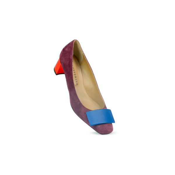 Prosperine Scarpa da Donna in Camoscio con Tacco con Placca Italia
