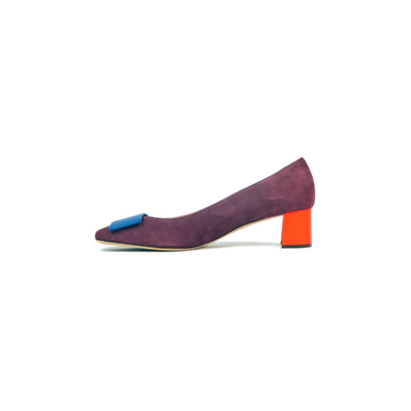 Prosperine Scarpa da Donna in Camoscio con Tacco con Placca Italia