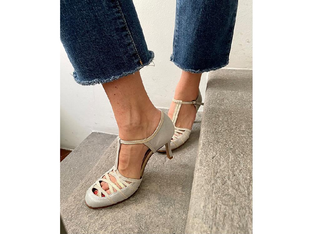 Rose'S Roses Colette – Silver T-Strap Acquista Ora