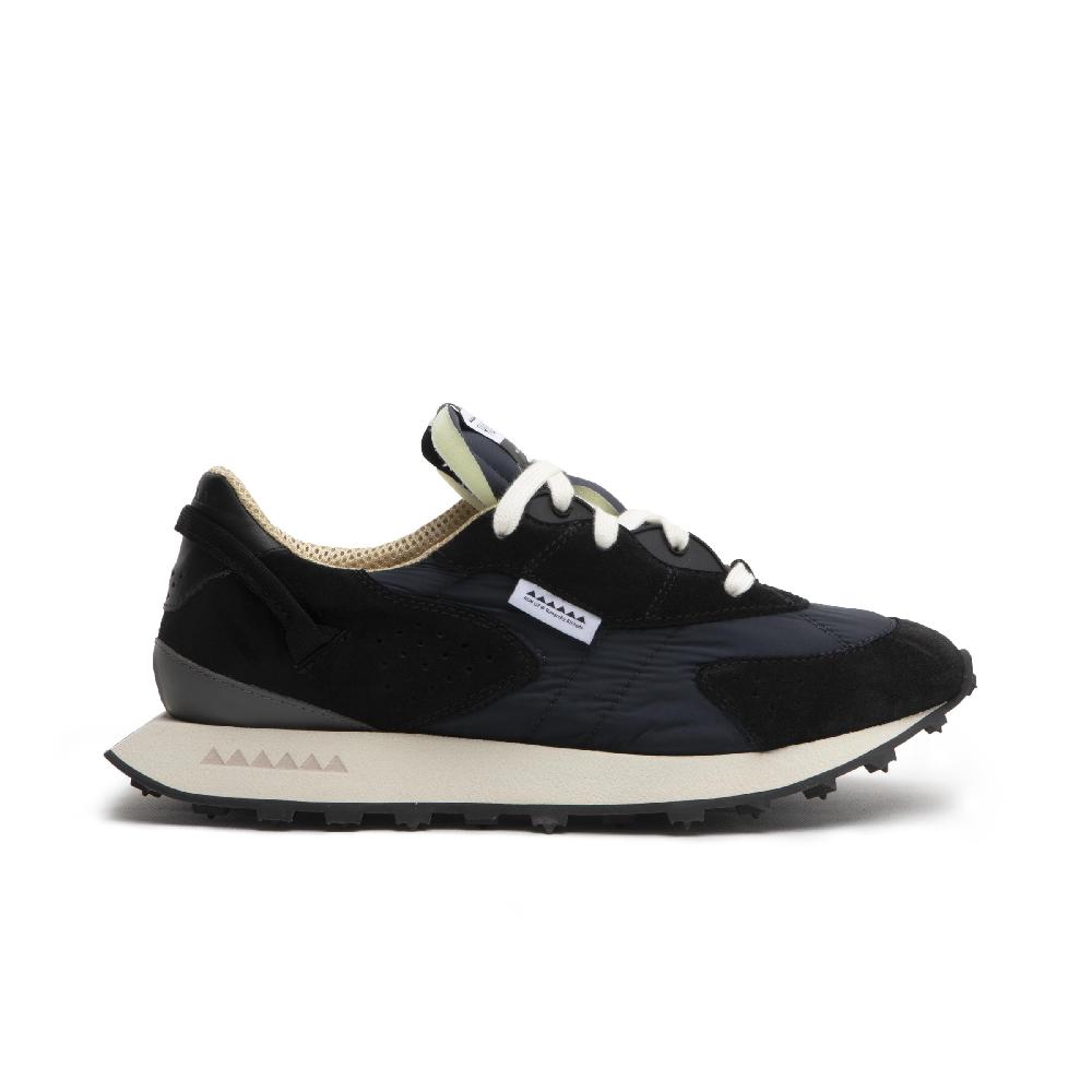 RUN OF Kripto sneakers in pelle scamosciata nera e nylon nero Saldi