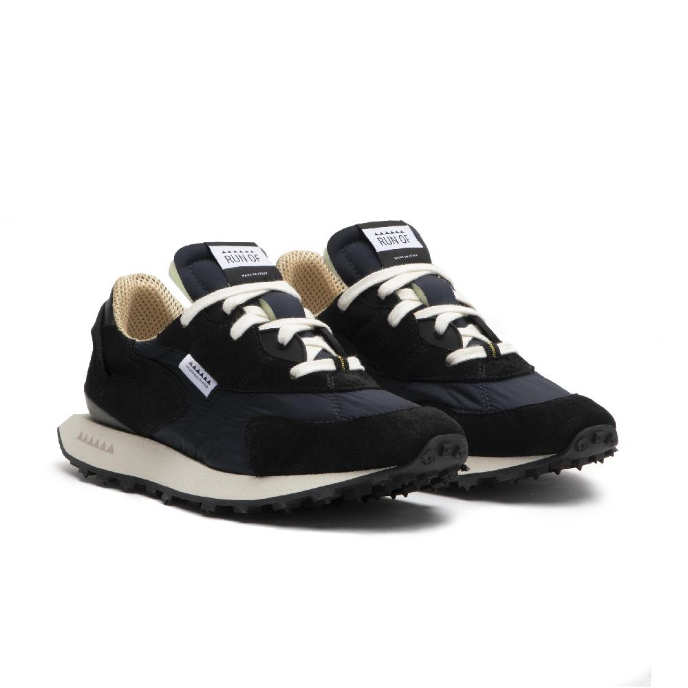 RUN OF Kripto sneakers in pelle scamosciata nera e nylon nero Saldi