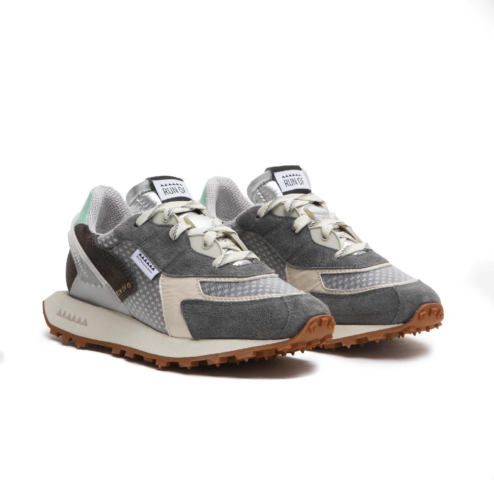 RUN OF Abelia sneakers in pelle scamosciata e rete di nylon con talloncino in pelle % Offerte