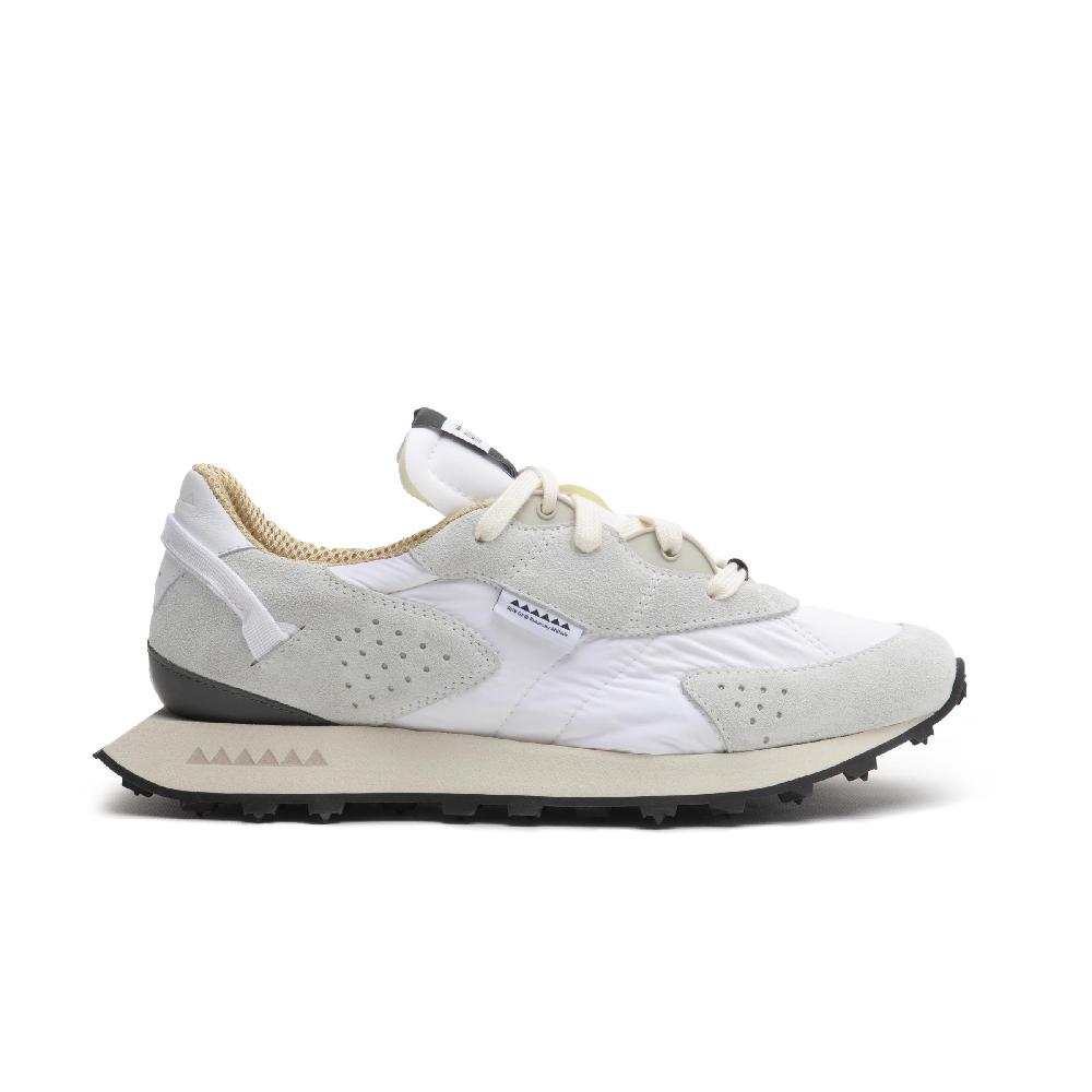 RUN OF Neon sneakers in pelle scamosciata e nylon bianco Vendita Calda