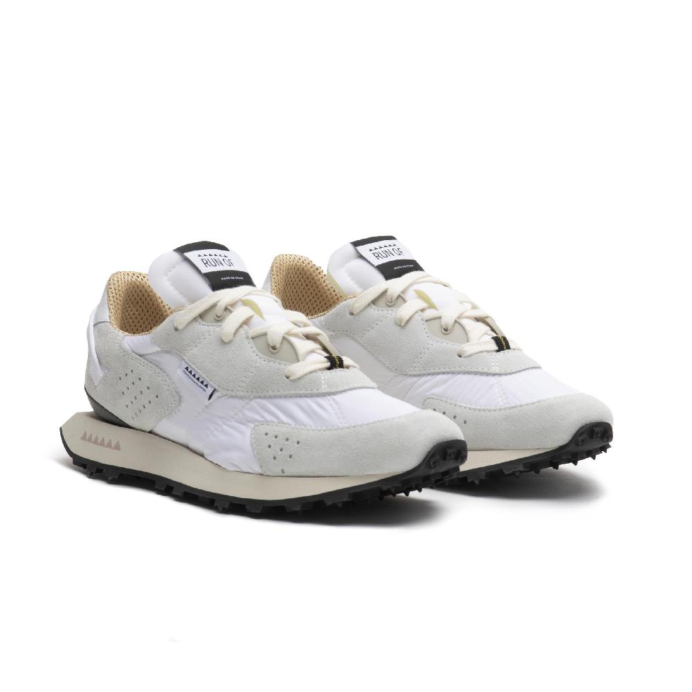 RUN OF Neon sneakers in pelle scamosciata e nylon bianco Vendita Calda