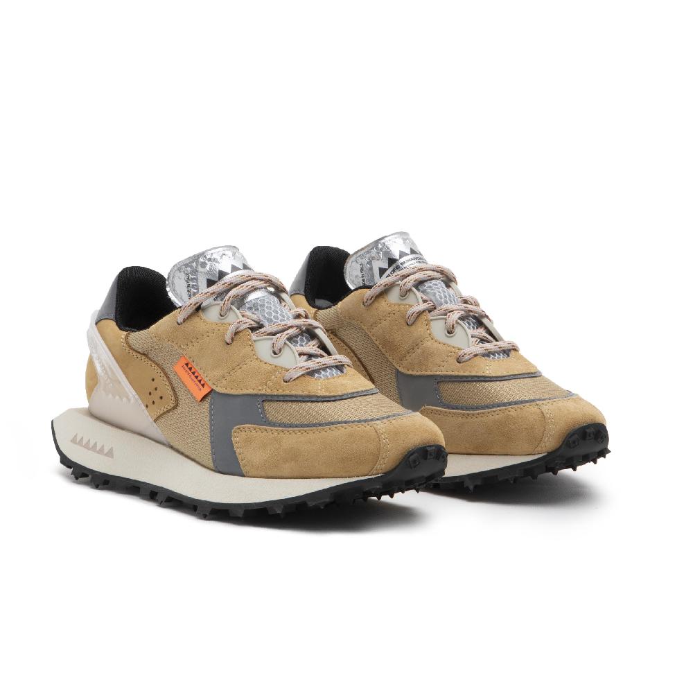 RUN OF Atene sneakers in pelle scamosciata marrone chiaro nabuk e nylon Saldi Di Fabbrica