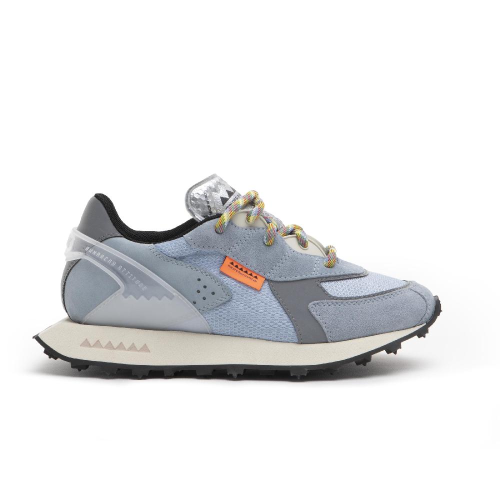 RUN OF Stramilano sneakers celesti in pelle scamosciata nabuk e nylon Vendite Flash