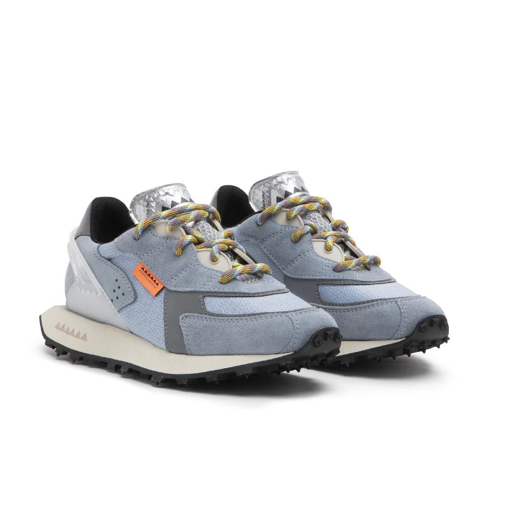 RUN OF Stramilano sneakers celesti in pelle scamosciata nabuk e nylon Vendite Flash