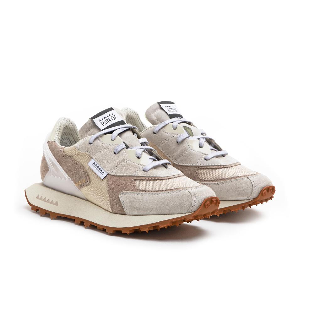 RUN OF Finch sneakers in pelle scamosciata e mesh marrone Nuova