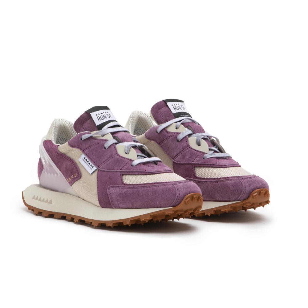 RUN OF Grape sneakers in pelle scamosciata viola e mesh Moda