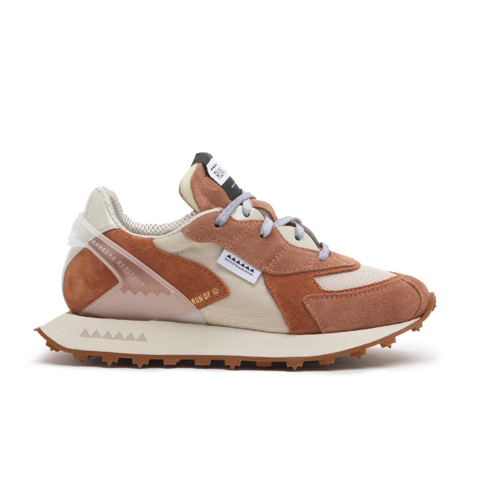 RUN OF Vibe sneakers in suede color mattone e mesh Italy
