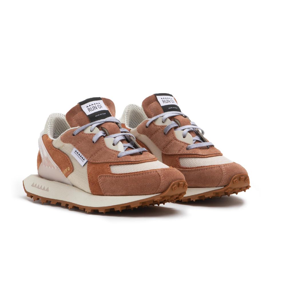 RUN OF Vibe sneakers in suede color mattone e mesh Italy