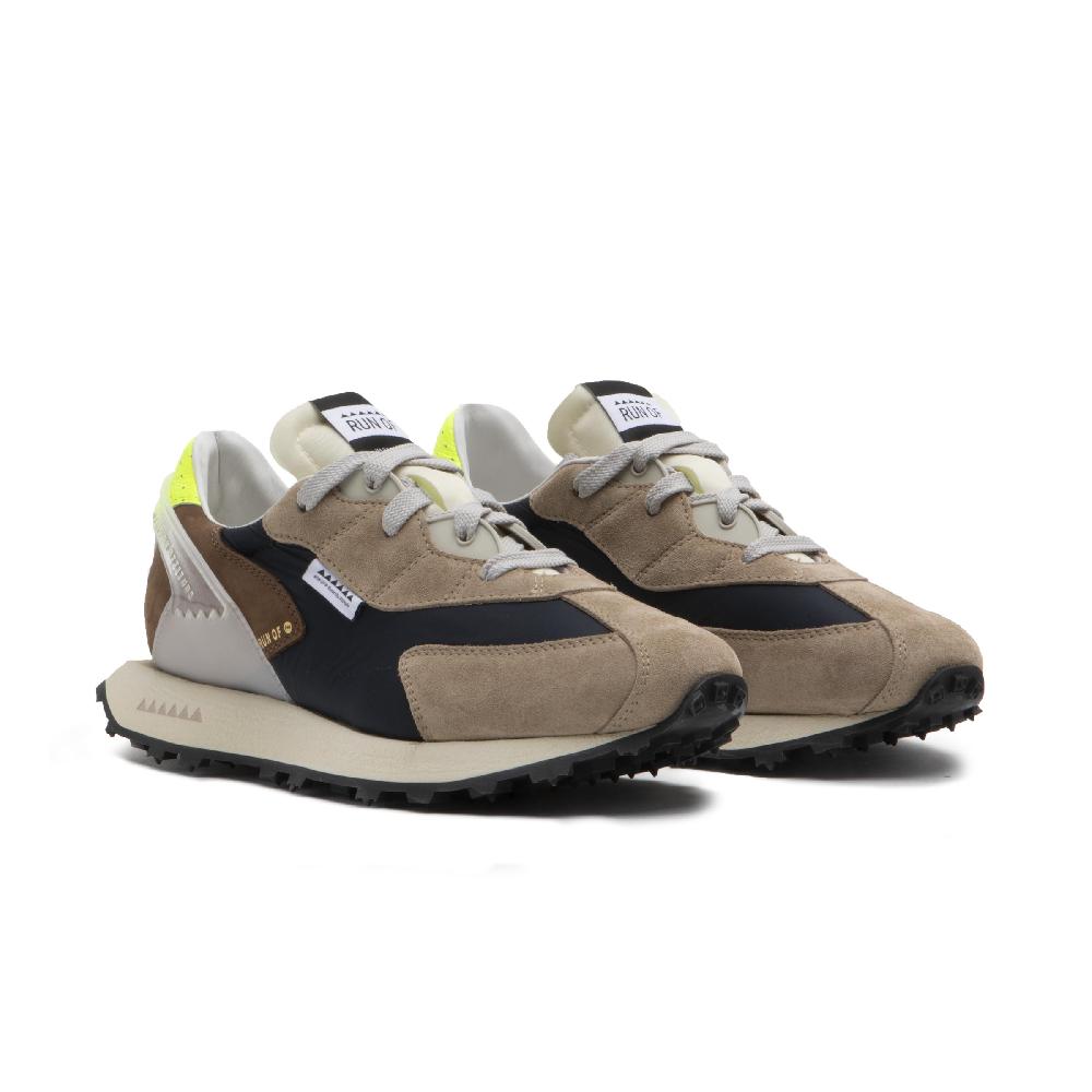 RUN OF Barrio sneakers in pelle scamosciata nylon e nabuk con talloncino in pelle gialla % Qualità