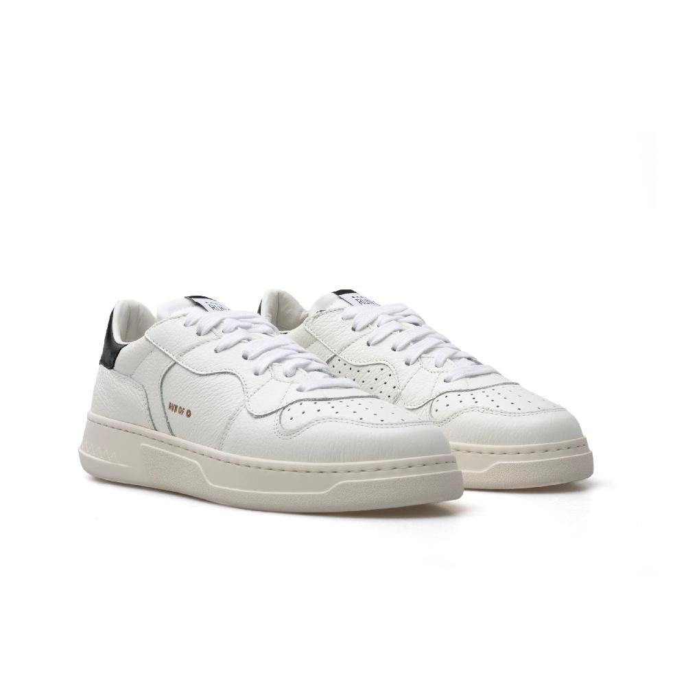 RUN OF Classic BK sneakers in pelle bianca con talloncino in pelle nera Consegna Veloce