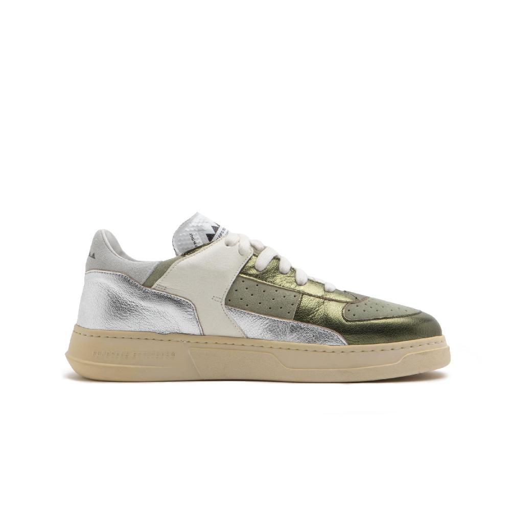 RUN OF Bessmer sneakers in pelle colorata metallizzata e pelle scamosciata