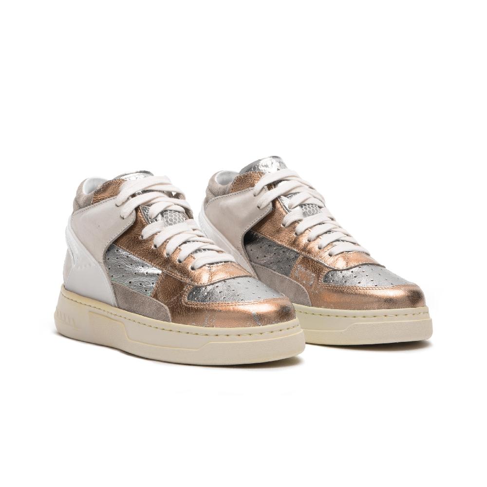 RUN OF Bronze Mid sneakers mid in pelle di colori metallizzati Sottocosto