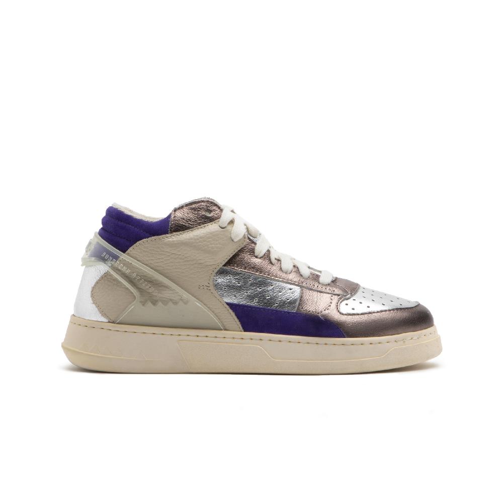 RUN OF Metal Punk sneakers mid in pelle di colori metallizzati Novità