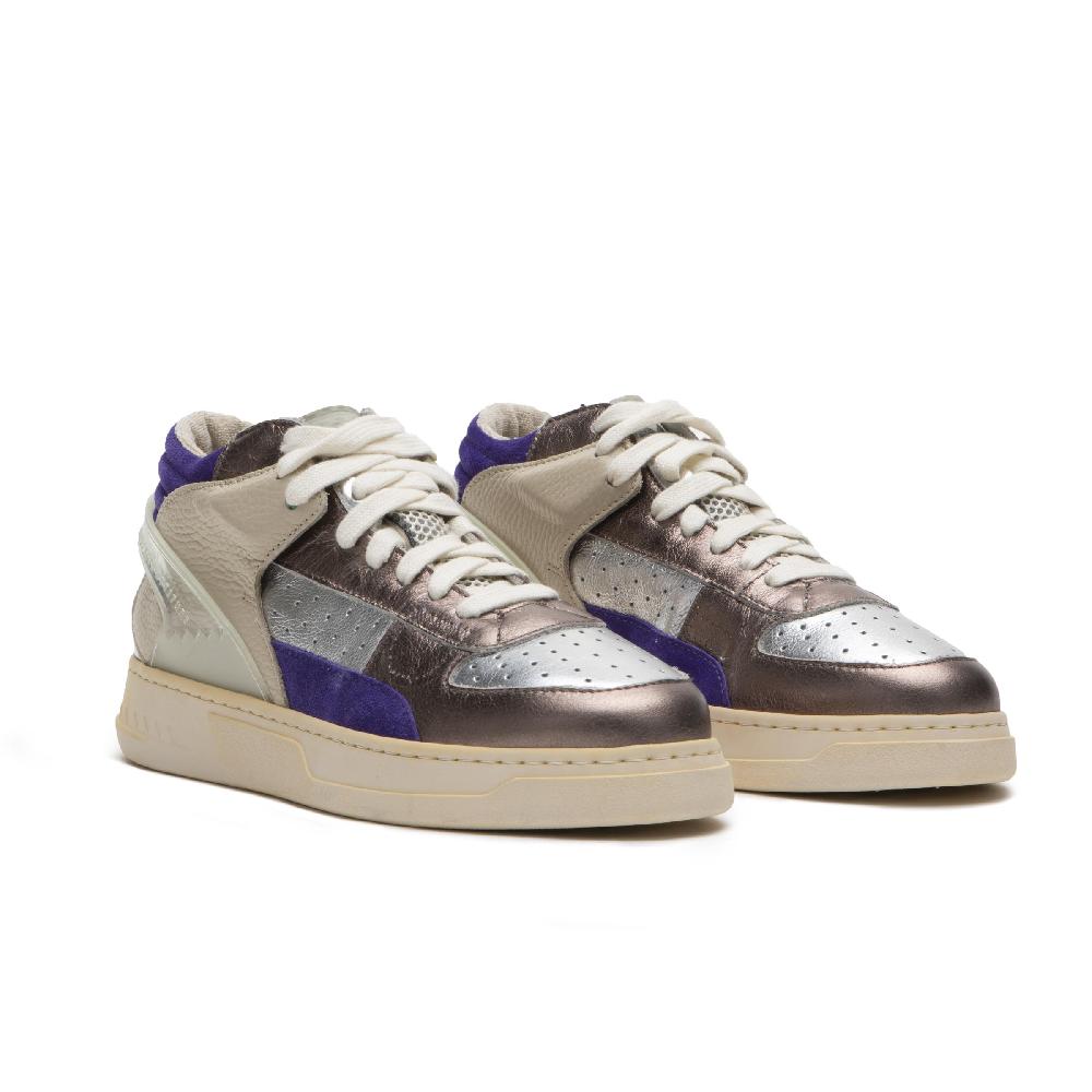 RUN OF Metal Punk sneakers mid in pelle di colori metallizzati Novità