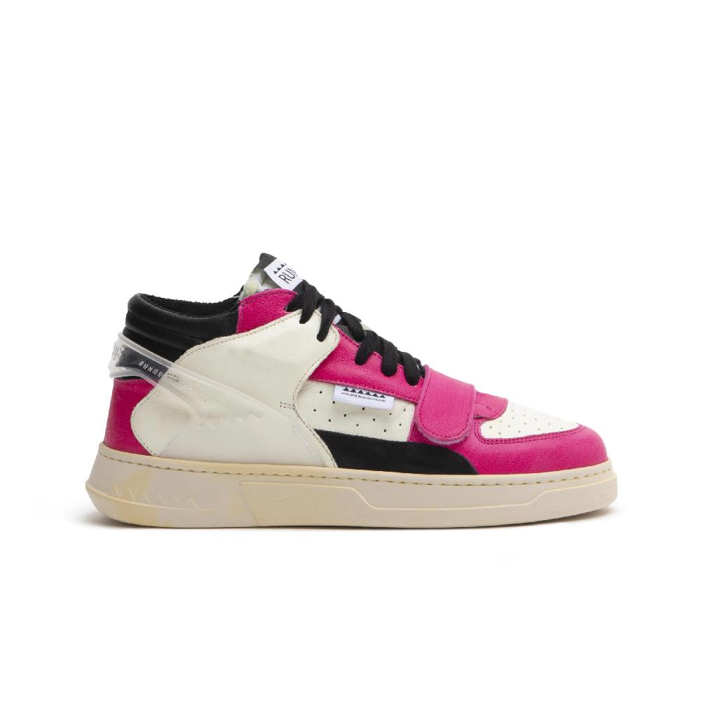 RUN OF Violet sneakers in pelle fuxia bianca e nera
