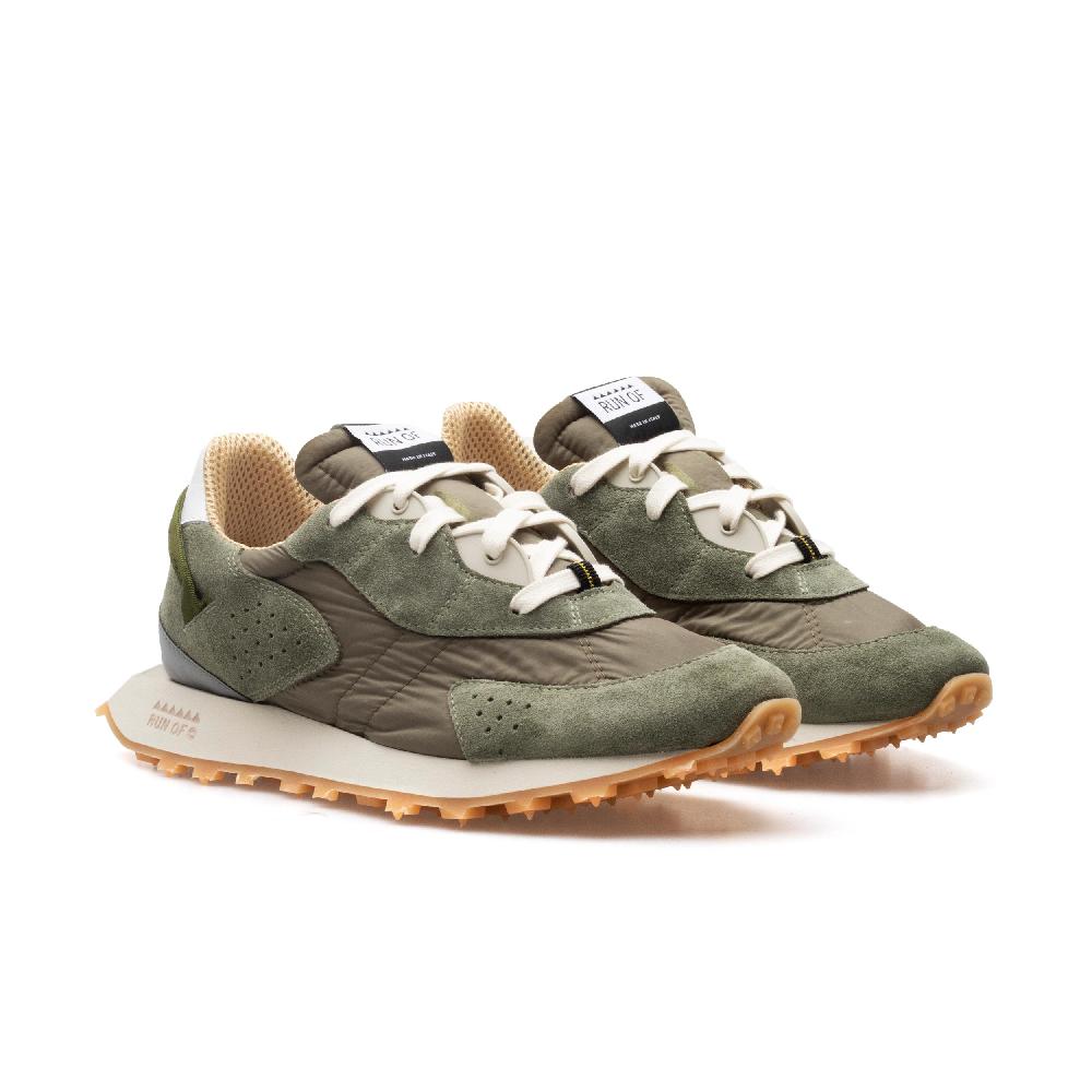 RUN OF Bosco sneakers in pelle scamosciata e nylon verde militare Offerta