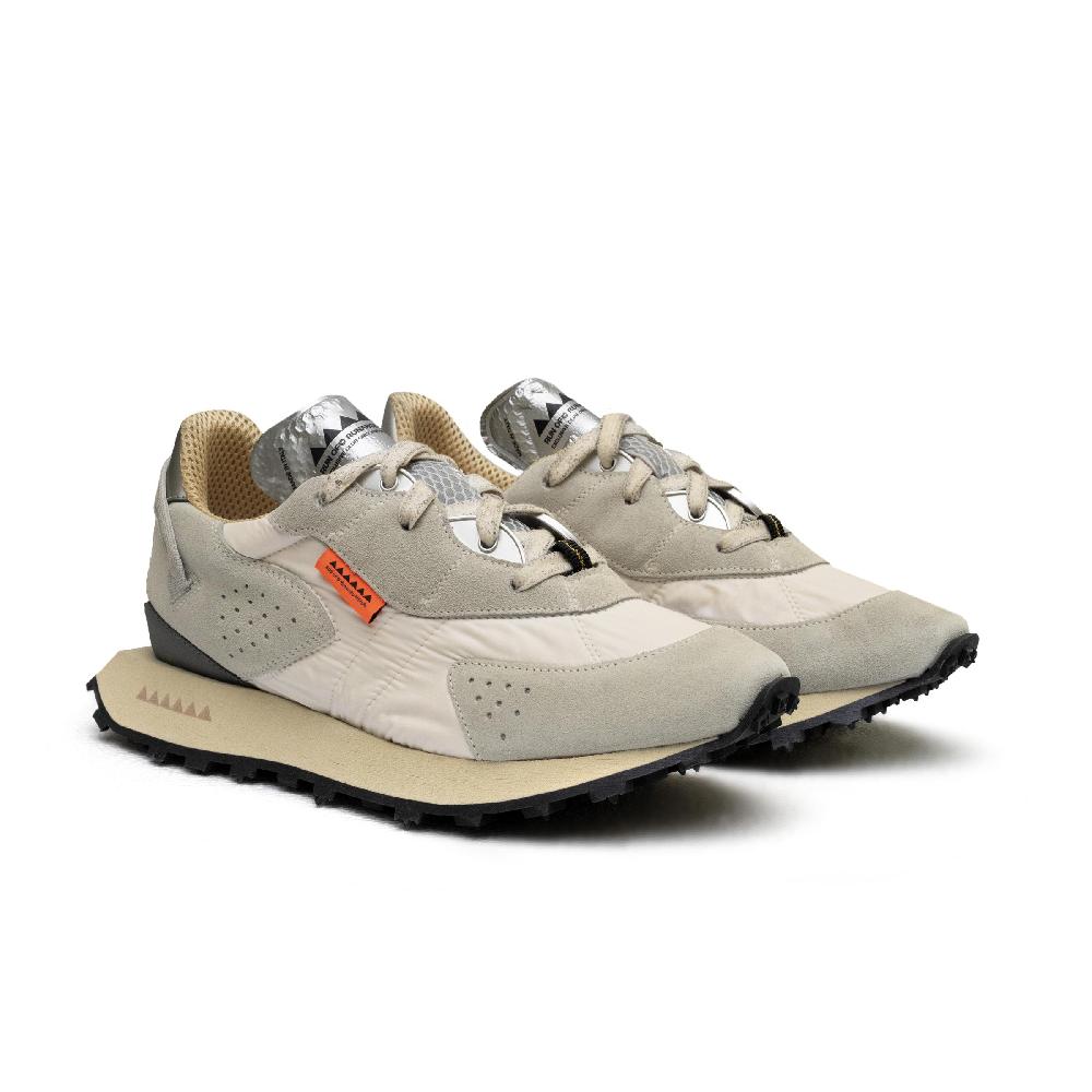 RUN OF Vaporix sneakers in pelle scamosciata stone e nylon con effetto vintage UV In Vendita