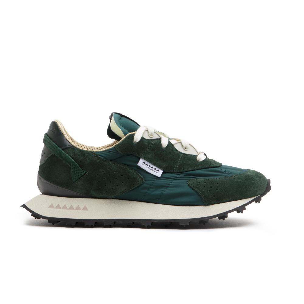RUN OF Radon sneakers in pelle scamosciata verde e nylon verde
