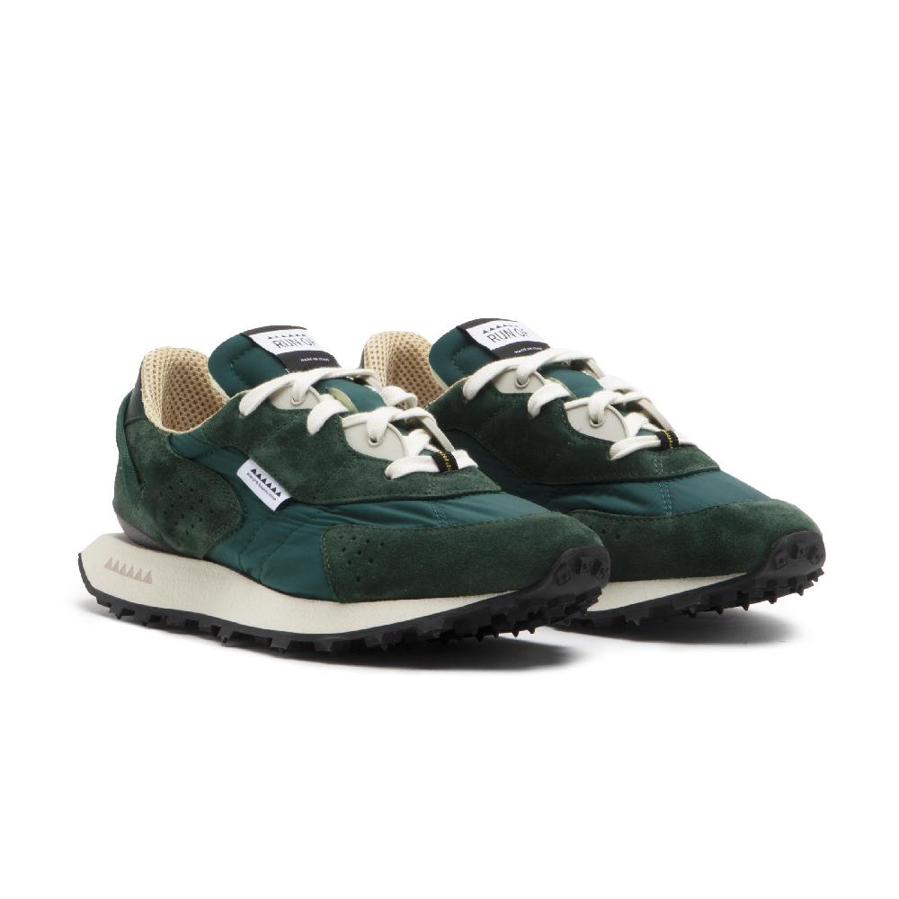 RUN OF Radon sneakers in pelle scamosciata verde e nylon verde Saldi