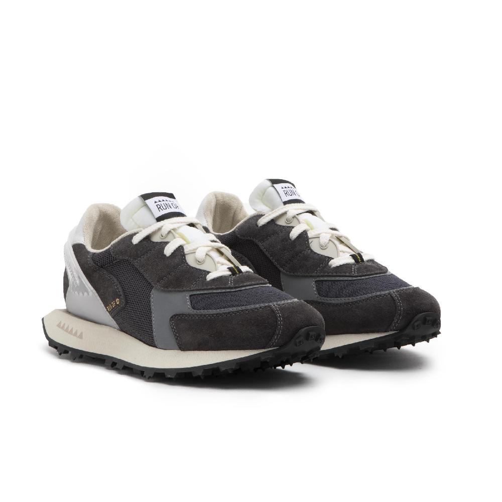 RUN OF sneakers Grau in pelle e rete con talloncino in pelle Negozio
