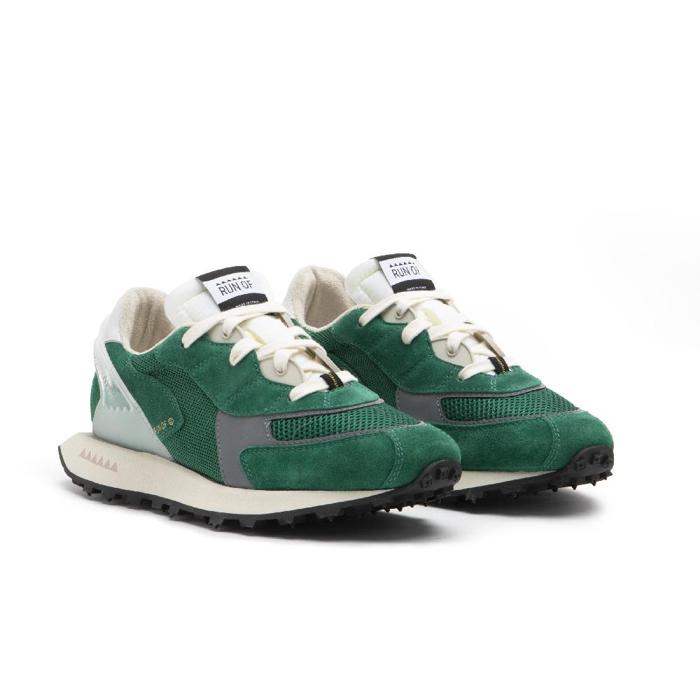 RUN OF sneakers Grun in pelle e rete con talloncino in pelle In Saldo