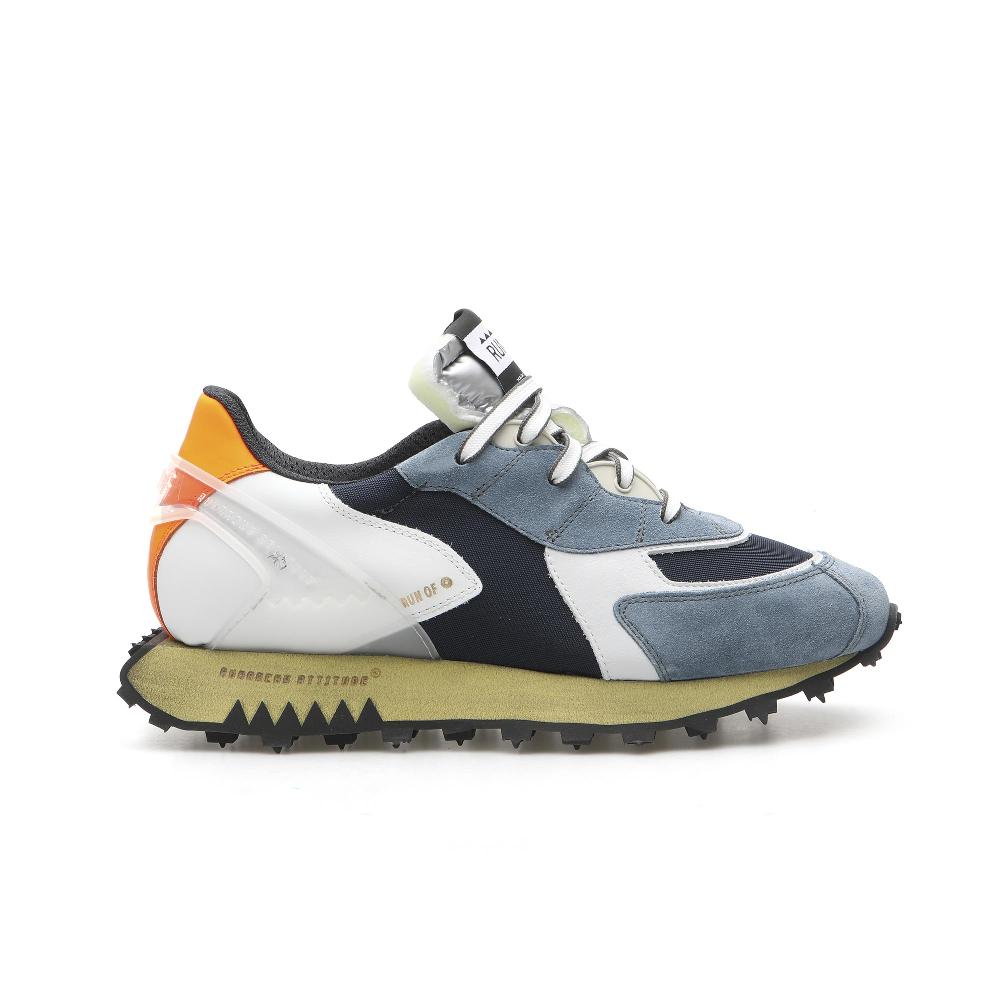 RUN OF Dusk sneakers in pelle e nylon con suola gialla