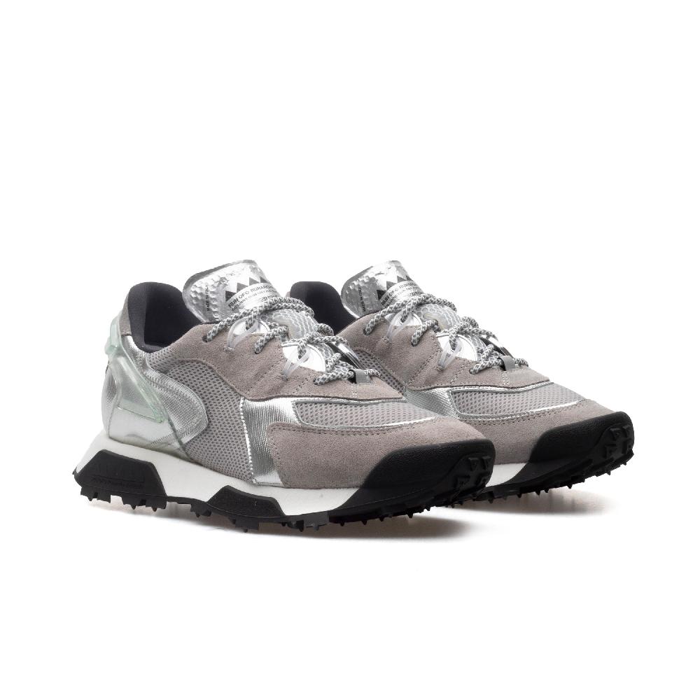 RUN OF R-Silver sneakers in pelle scamosciata e mesh grigio tessuto sintetico argento Qualità Garantita