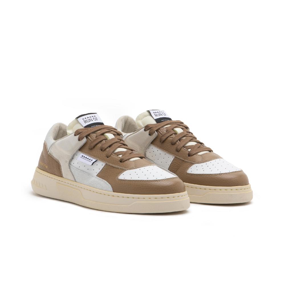 RUN OF Detroit/Two sneakers in pelle bianca e caramel Promozione Limitata