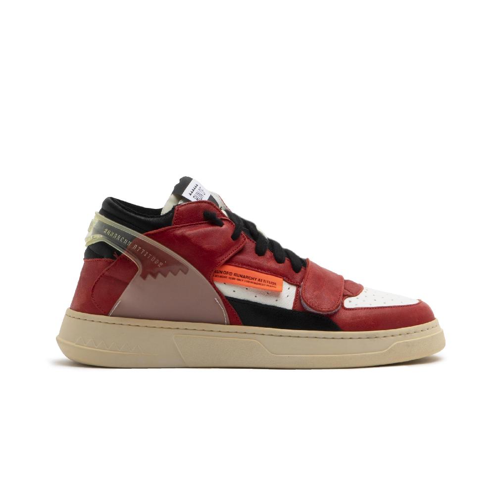 RUN OF Legend/Two sneakers medie in pelle bianca e rossa