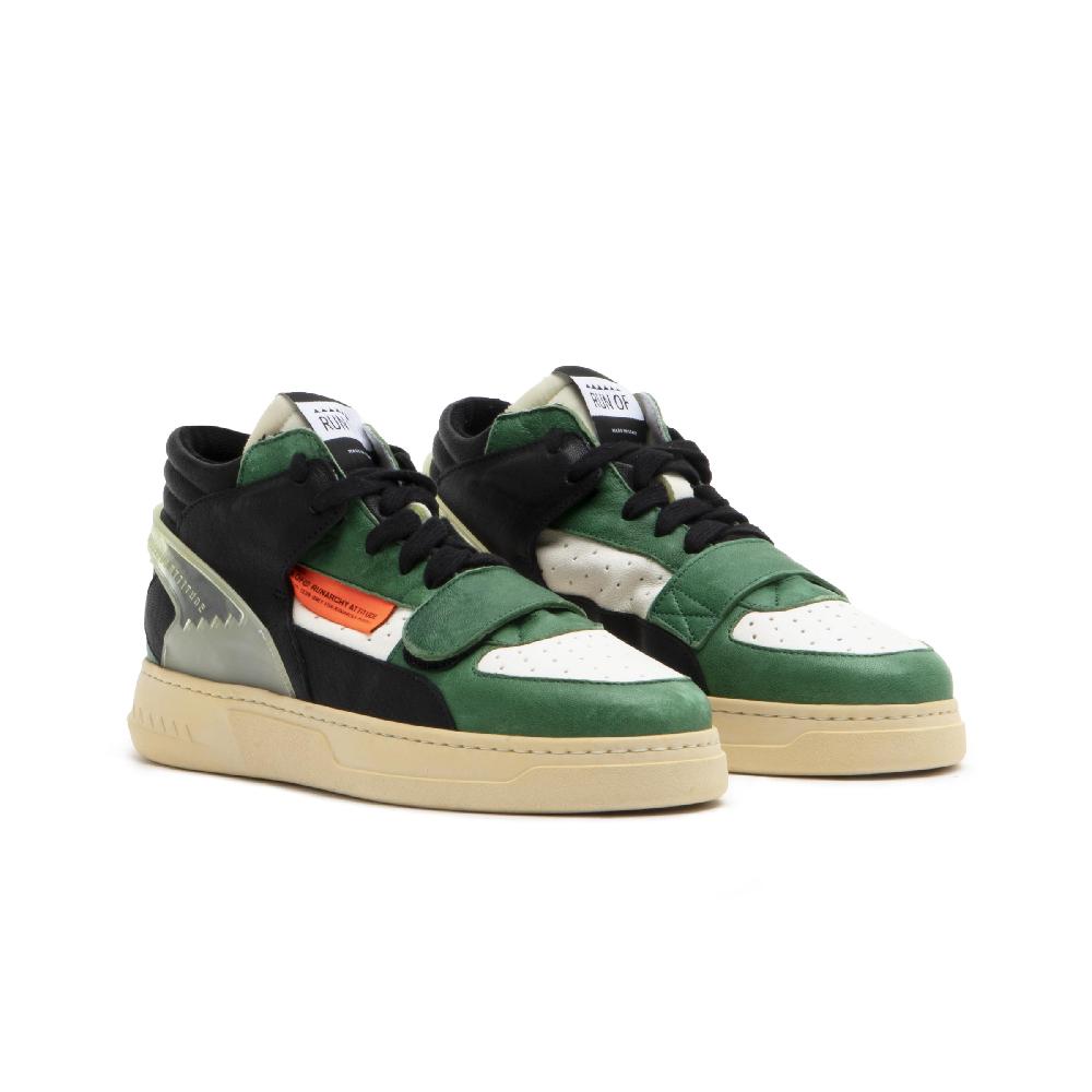 RUN OF Legend/Three sneakers medie in pelle bianca e verde Convenienza