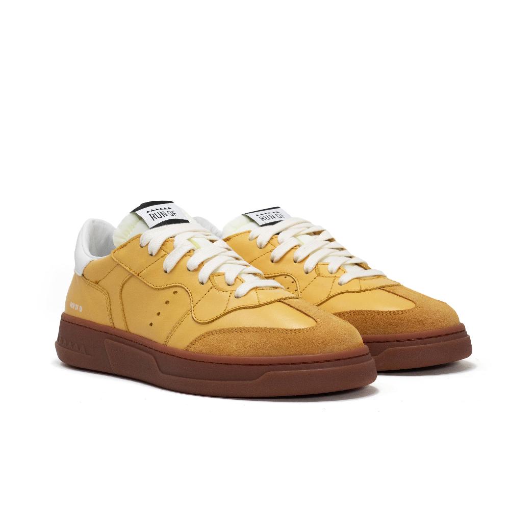 RUN OF George sneakers in pelle gialla con talloncino in pelle bianca Novità