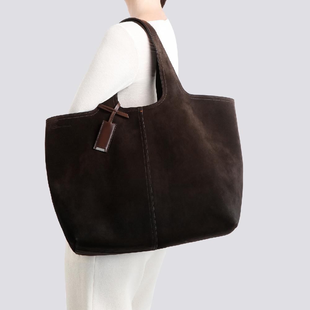 ﻿Santoni Borsa in suede testa di moro Italy