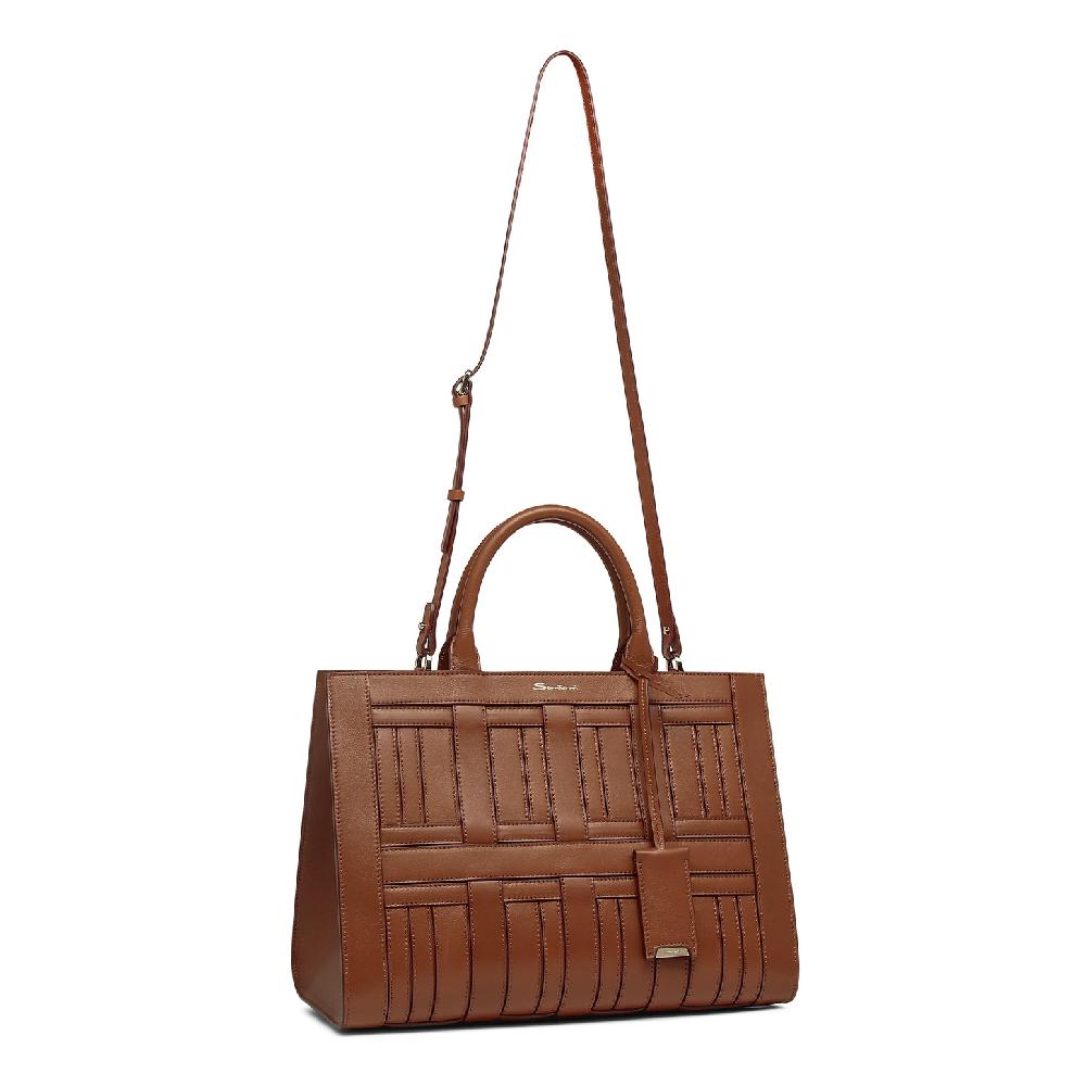 Santoni Borsa Beyond a mano in pelle marrone Saldi