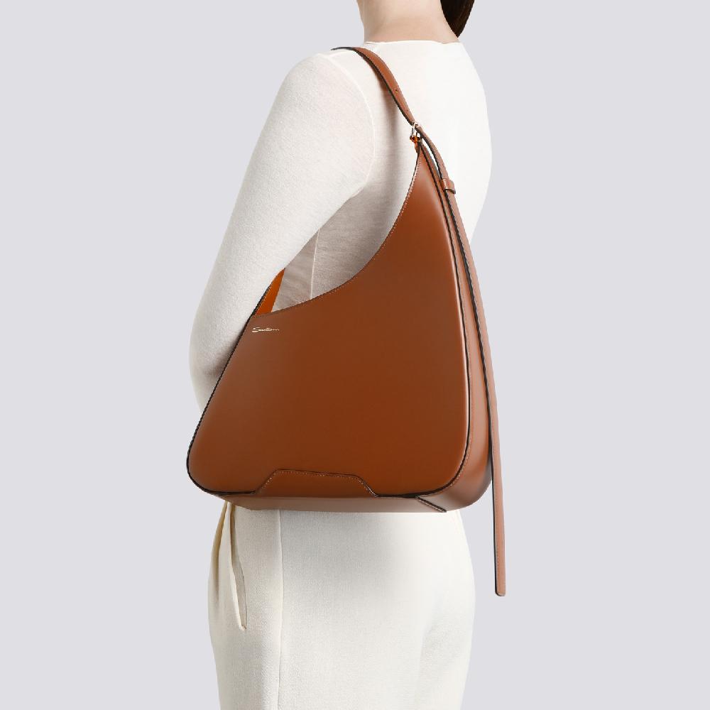 Santoni Borsa a spalla The Pluto Hobo in pelle marrone Offerte