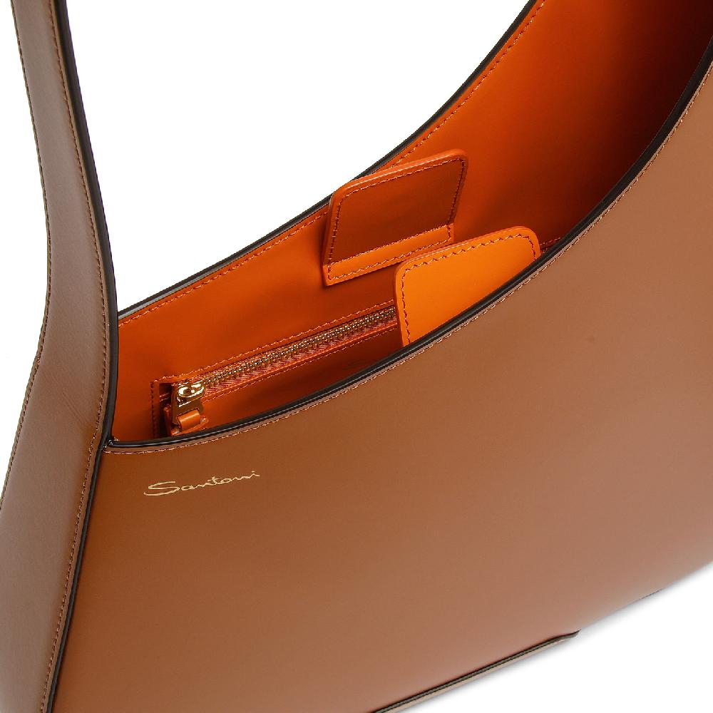 Santoni Borsa a spalla The Pluto Hobo in pelle marrone Offerte