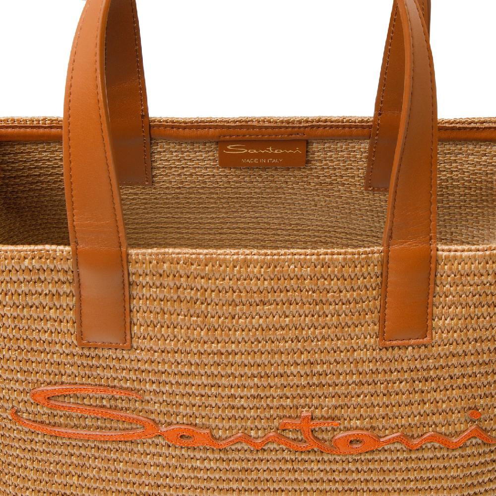 Santoni Borsa tote in rafia marrone Vendita Calda