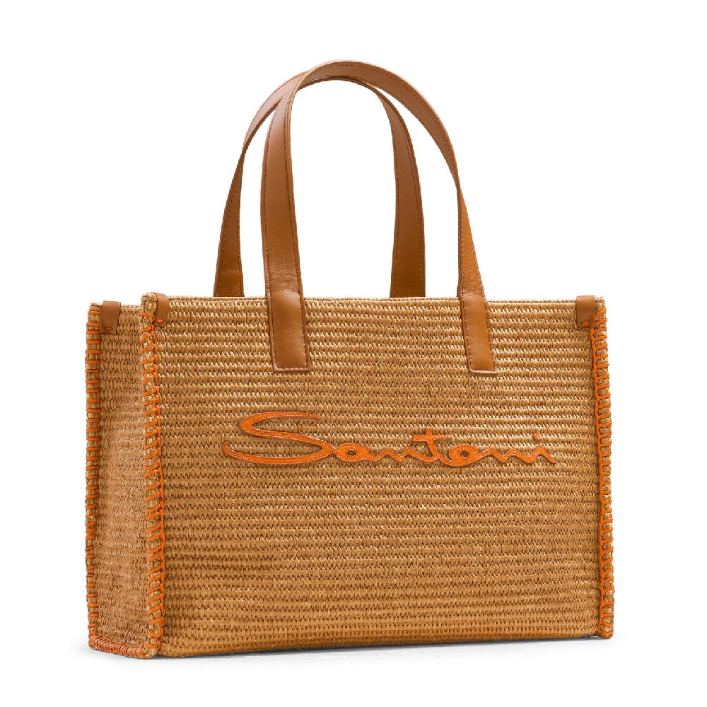 Santoni Borsa tote in rafia marrone Vendita Calda