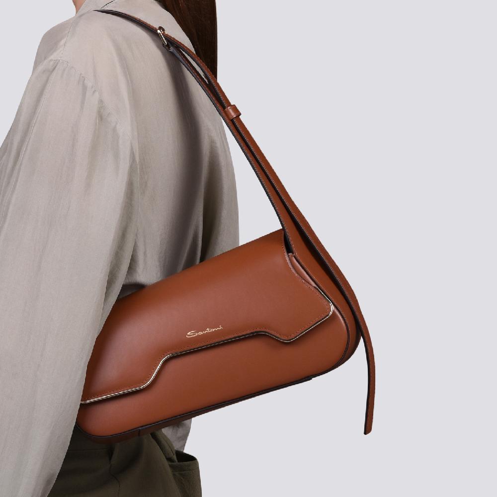 Santoni Borsa ThePluto in pelle marrone Vendita Economica