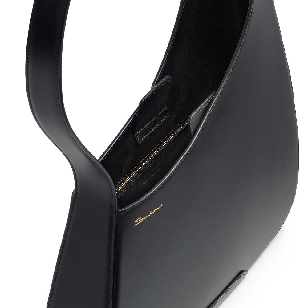 Santoni Borsa ThePluto a spalla in pelle nera Vendite Flash