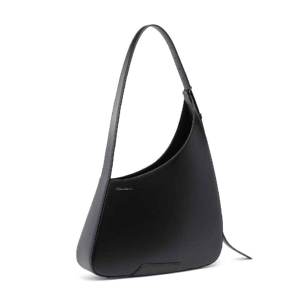 Santoni Borsa ThePluto a spalla in pelle nera Vendite Flash