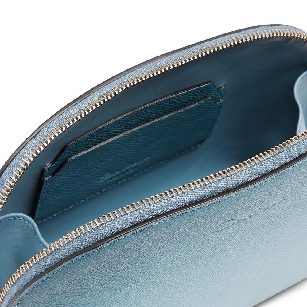 Santoni Pouch in Saffiano azzurro Moda