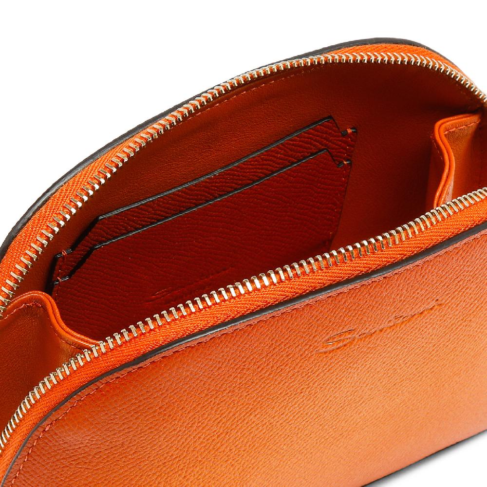 Santoni Pouch in Saffiano arancione Italy